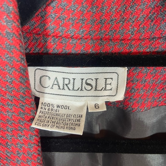 Vintage Carlisle Red and Grey Houndstooth Blazer - Picture 6 of 10